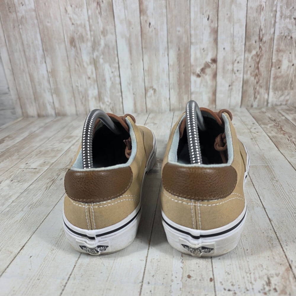Vans Era Tan Canvas‎ Brown Leather Trim Lace Up Sneakers Women 10 - Picture 3 of 8